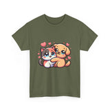 Cute Cat and Dog Hug Tee — Kawaii Pet Love T-Shirt