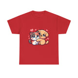 Cute Cat and Dog Hug Tee — Kawaii Pet Love T-Shirt