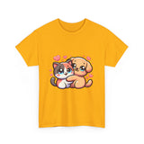 Cute Cat and Dog Hug Tee — Kawaii Pet Love T-Shirt