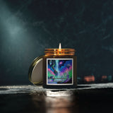 Coconut Apricot Scented Candle — 4oz/9oz Jar with Serene Galaxy Art