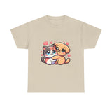 Cute Cat and Dog Hug Tee — Kawaii Pet Love T-Shirt