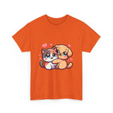 Cute Cat and Dog Hug Tee — Kawaii Pet Love T-Shirt