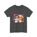 Cute Cat and Dog Hug Tee — Kawaii Pet Love T-Shirt