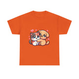 Cute Cat and Dog Hug Tee — Kawaii Pet Love T-Shirt