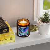 Coconut Apricot Scented Candle — 4oz/9oz Jar with Serene Galaxy Art
