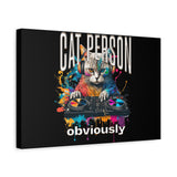 Cat Person Obviously Canvas Print — Colorful DJ Cat Wall Art