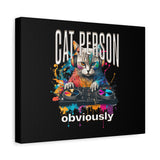 Cat Person Obviously Canvas Print — Colorful DJ Cat Wall Art