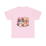 Cute Cat and Dog Hug Tee — Kawaii Pet Love T-Shirt