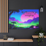 Inspirational Neon Landscape Canvas - "Live fully and boldly — you were created for a rich, meaningful life"