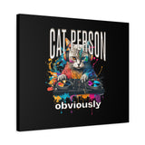 Cat Person Obviously Canvas Print — Colorful DJ Cat Wall Art