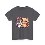 Cute Cat and Dog Hug Tee — Kawaii Pet Love T-Shirt