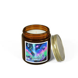 Coconut Apricot Scented Candle — 4oz/9oz Jar with Serene Galaxy Art