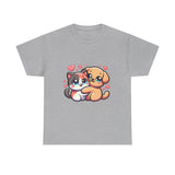 Cute Cat and Dog Hug Tee — Kawaii Pet Love T-Shirt