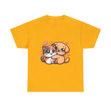 Cute Cat and Dog Hug Tee — Kawaii Pet Love T-Shirt