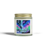 Coconut Apricot Scented Candle — 4oz/9oz Jar with Serene Galaxy Art