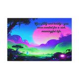 Inspirational Neon Landscape Canvas - "Live fully and boldly — you were created for a rich, meaningful life"