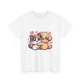 Cute Cat and Dog Hug Tee — Kawaii Pet Love T-Shirt