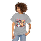 Cute Cat and Dog Hug Tee — Kawaii Pet Love T-Shirt