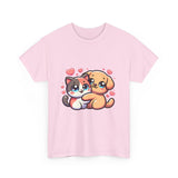 Cute Cat and Dog Hug Tee — Kawaii Pet Love T-Shirt
