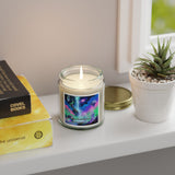 Coconut Apricot Scented Candle — 4oz/9oz Jar with Serene Galaxy Art